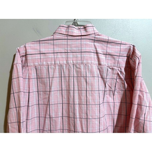 Hickey Freeman Mens Pink Plaid Dress Shirt Size Large Woven in Italy - Picture 6 of 6
